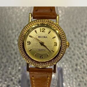 Becora Gold Watch /  Brown Leather Strap ^^^